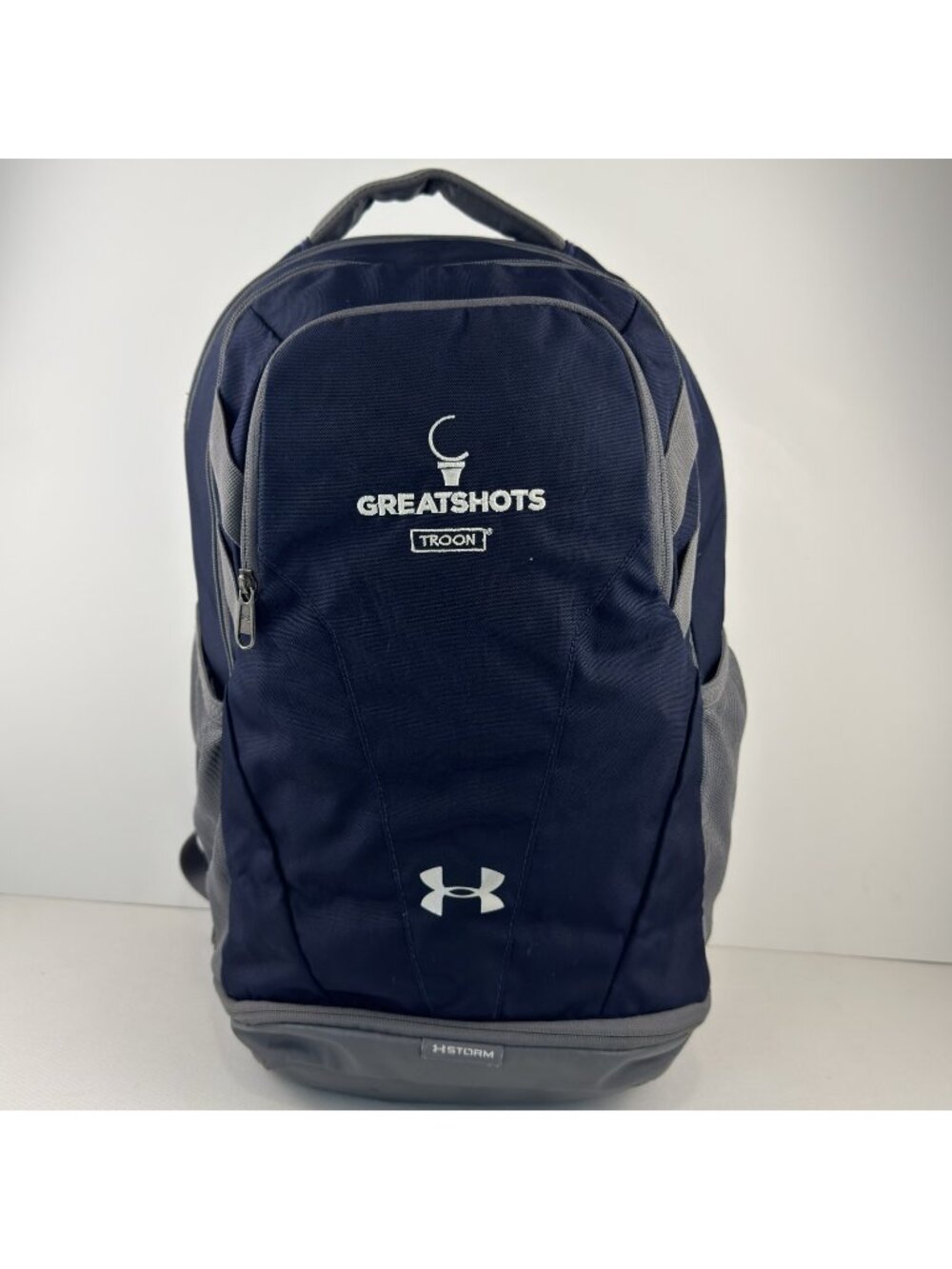 Under Armour Team Hustle 3.0 Backpack Navy Gray Laptop Shoe Pocket Travel Bag